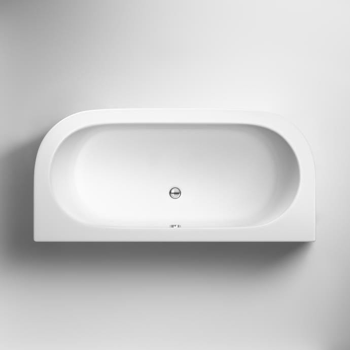 Aquarius Bathrooms Back To Wall Freestanding Bath Aquarius Lunar Curved Back to Wall Bath with Panel  - 1700 x 750mm