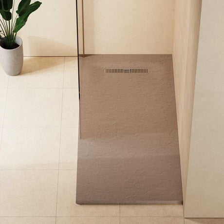 Crosswater Rectangle Shower Tray Brown / 800 x 1700 Crosswater Vito Textured Rectangle Shower Tray with Waste