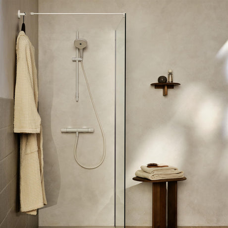 Roca Exposed Shower Set Matt White Roca T-500 Thermostatic Bar Shower Valve with with Shower Handset and Slide Rail Set
