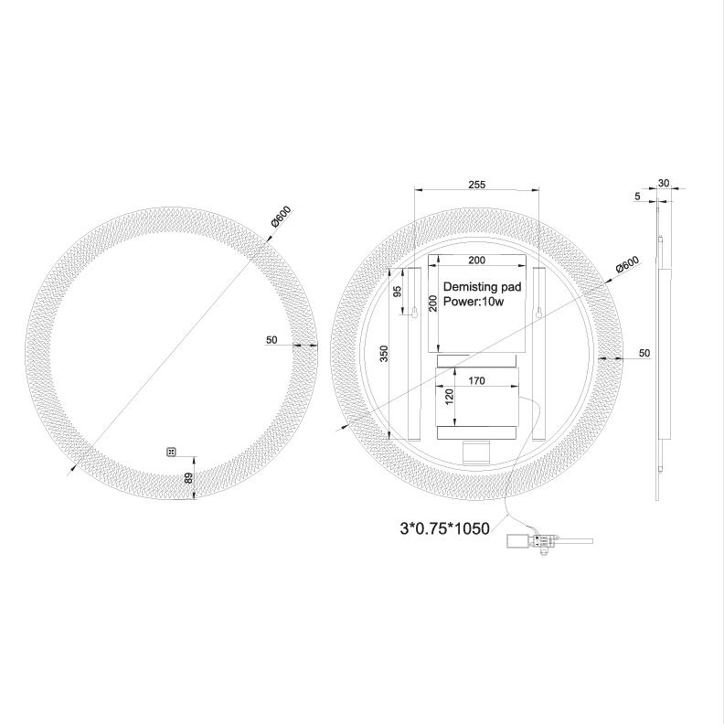 Crosswater Illuminated Mirror Crosswater Canvass LED Illuminated Round Mirror