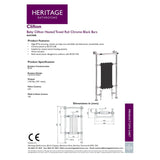 Heritage Traditional Towel Radiator Heritage Baby Clifton Traditional Straight Vertical Heated Towel Radiator - 940 x 498mm - Chrome/Black