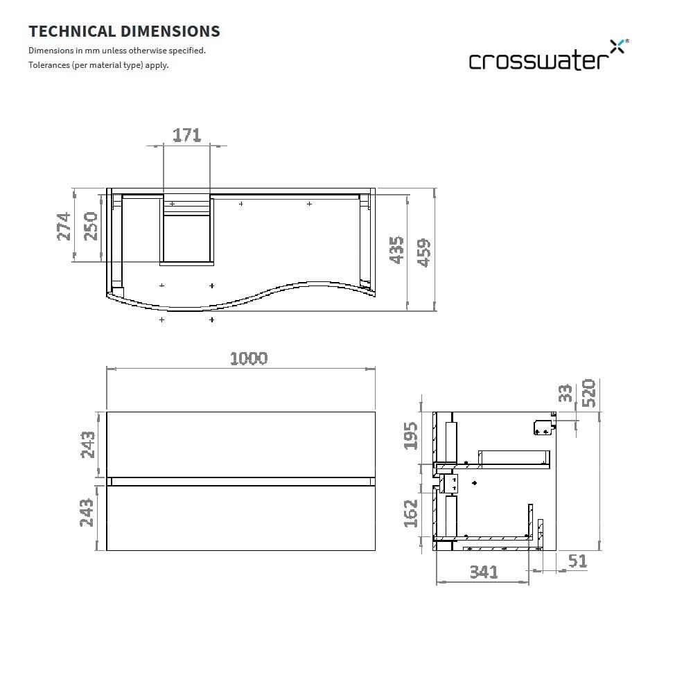 Crosswater Wall Mounted Vanity Unit Crosswater Svelte Wall Hung Vanity Unit with Basin