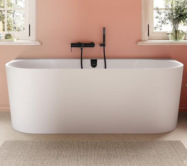Villeroy & Boch Back To Wall Freestanding Bath Villeroy & Boch Oberon 2.0 Quaryl Back to Wall Double Ended Bath, 1800 x 800mm