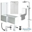 Aquarius Bathrooms Complete Bathroom Suite Left Hand Aquarius Altano Complete Bathroom Suite with 1700mm L-Shaped Bath, Toilet, Basin, Shower & Taps