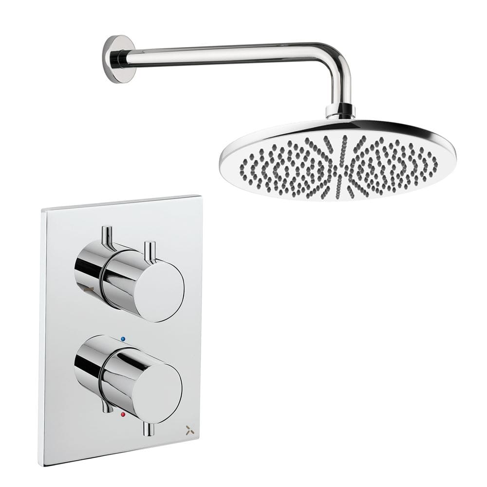 UK Bathroom Store Concealed Shower Set Chrome / Wall Arm / 300mm Crosswater Crossbox Shower Set 1 - 1 Outlet with Fixed Overhead Shower