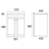Eastbrook Wall Mounted Vanity Unit Eastbrook Hardwick Traditional 500mm Wall Hung Vanity Unit with Basin