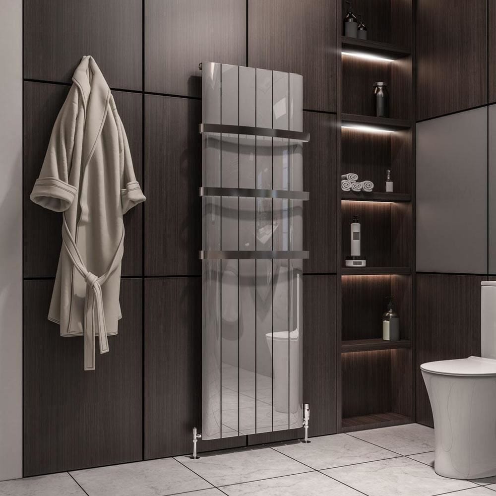 Eastbrook Panel Radiator 1800 x 565 / Central Heating Eastbrook Peretti Straight Vertical Aluminium Radiator in Polished Aluminium