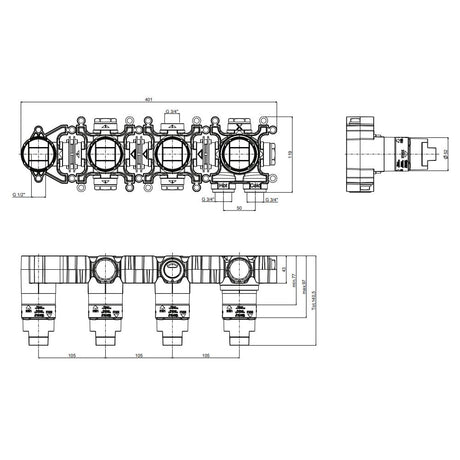 UK Bathroom Store Concealed Shower Set Crosswater Module Plus Push Shower Set 2 - 2 Outlet with Revive Steel Overhead and Pencil Handset