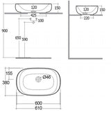 RAK Countertop Basin RAK Illusion 600mm Countertop Basin in Alpine White