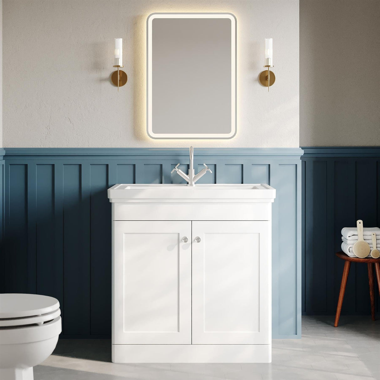 Aquarius Bathrooms Floor Standing Vanity Unit White / 1 Aquarius Leighton 800mm Floor Standing Two Door Vanity Unit with Basin