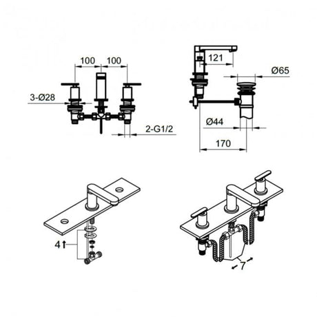 Sagittarius 3 Tap Hole Basin Set Sagittarius Eclipse Flat Swivel Spout 3 Hole Basin Mixer Tap in Chrome