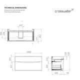 Crosswater Wall Mounted Vanity Unit Crosswater Glide II Wall Mounted Two Drawer Vanity Unit with Worktop