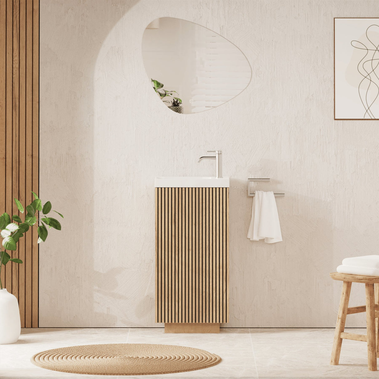 Crosswater Cloakroom Vanity Unit Modern Oak Crosswater Limit Cloakroom Floor Standing 400mm Single Door Vanity Unit with Basin