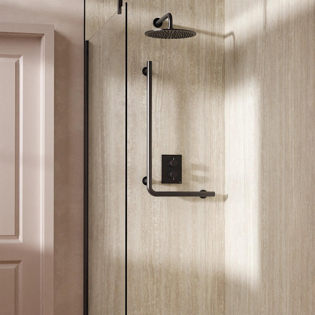 Crosswater Grab Rail/Bar Slate Crosswater Right Angle Grab Bar