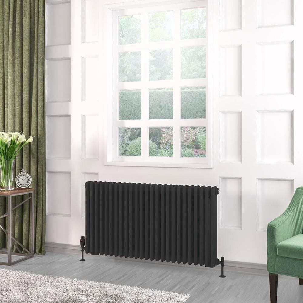 Eastbrook 600 x 1148 / Electric Only Eastbrook Rivassa Traditional 3 Column Radiator in Matt Black
