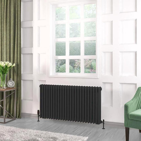 Eastbrook 600 x 1148 / Electric Only Eastbrook Rivassa Traditional 3 Column Radiator in Matt Black