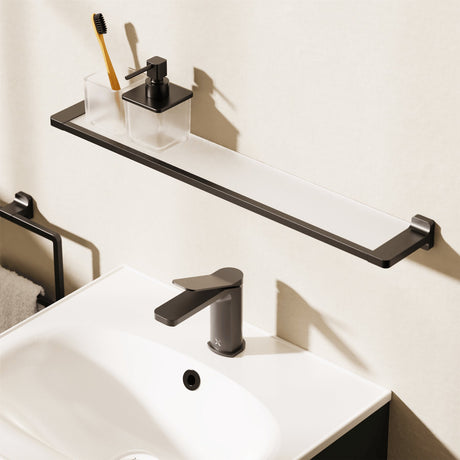 Crosswater Shelf Matt Black Crosswater Rotar Shelf, Soap Dispenser and Tumbler Holder