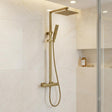 Aquarius Bathrooms Exposed Shower Set Brushed Brass Aquarius RainLux Cool Touch Adjustable Square Exposed Shower Valve and Kit