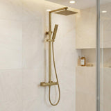 Aquarius Bathrooms Exposed Shower Set Brushed Brass Aquarius RainLux Cool Touch Adjustable Square Exposed Shower Valve and Kit
