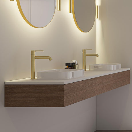 Flova Mono Basin Tap Flova Moonlight Tall Basin Mixer Tap with Clicker Waste in Brushed Brass