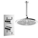 Crosswater Concealed Shower Set Chrome / Ceiling Arm / 300mm Crosswater Design 2 Handle 1 Outlet Shower Set