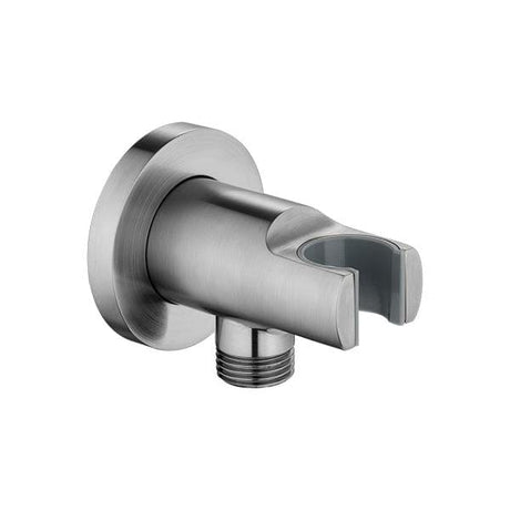 Flova Shower Brackets and Outlets Brushed Nickel Flova Levo Round Wall Outlet Elbow with Handset Holder