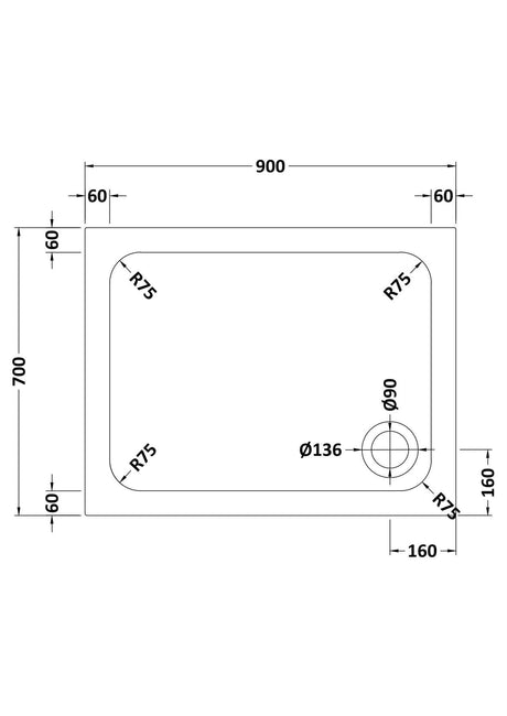 Aquarius Bathrooms Quadrant Shower Tray 900x700mm Aquarius Urbano 45mm Rectangular Stone Resin Anti Slip Shower Tray