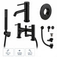 Aquarius Bathrooms Bath Shower Mixer Matt Black Aquarius RF-Series Complete Bath and Basin Brassware Pack with Basin Tap, Bath and Shower Mixer and Wastes