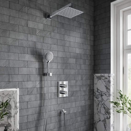 Villeroy & Boch Concealed Shower Set Villeroy & Boch Complete Concealed Shower Set with Square 200mm Shower Head and Handset in Chrome