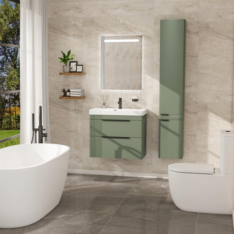 Imex Wall Mounted Vanity Unit Imex Luna 700mm Wall Mounted Double Drawer Vanity Unit with Basin