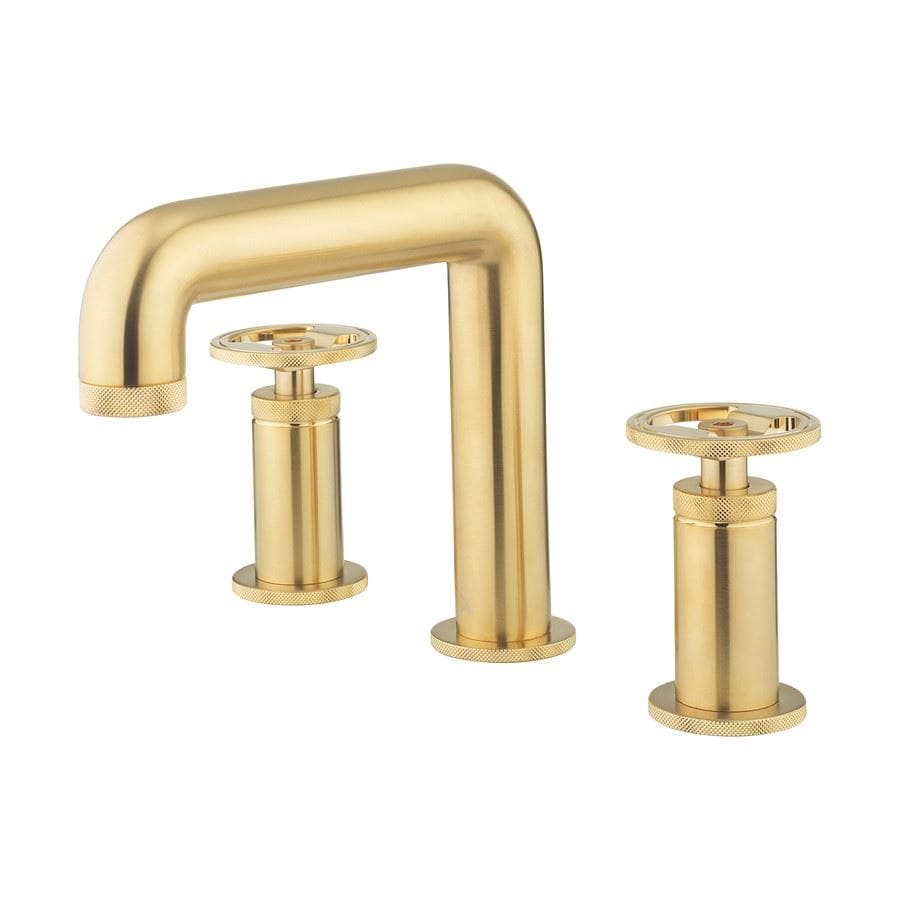 Crosswater 3 Tap Hole Basin Set Crosswater Union 3 Hole Deck Mounted Basin Mixer Tap in Brushed Brass