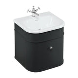 Burlington Wall Mounted Vanity Unit Matt Black / Ceramic Basin - 1 Tap Hole / Chrome Burlington Chalfont 550mm Wall Mounted Single Drawer Vanity Unit with Basin