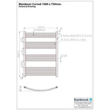 Eastbrook Ladder Rail Eastbrook Wendover Curved Vertical Heated Towel Rail in Chrome