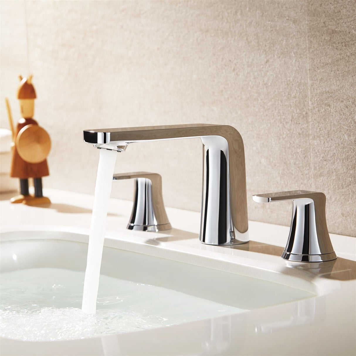 Flova Mono Basin Tap Flova Fusion 3 Hole Basin Mixer Tap with Clicker Waste in Diamond Chrome