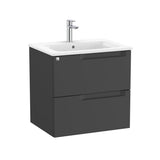 Roca Wall Mounted Vanity Unit Matt Black Roca Aleyda 600mm Wall Mounted Two Drawer Vanity Unit with Basin