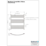 Eastbrook Ladder Rail Eastbrook Wendover Curved Vertical Heated Towel Rail in Chrome