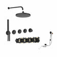 Roca Concealed Shower Set Matt Black Roca T-Multi Switch Thermostatic Concealed Shower Valve with Rainshower Head, Pencil Handset  and Overflow Bath Filler