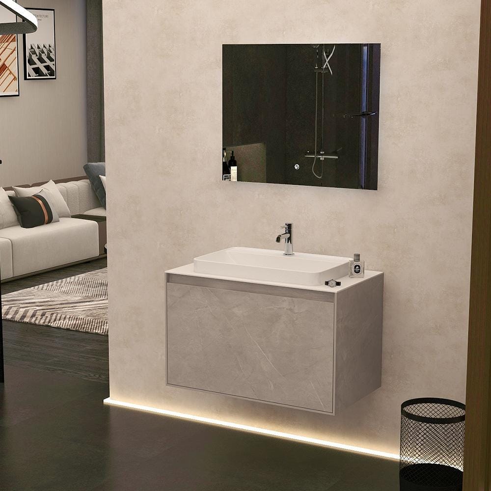 Imex Wall Mounted Vanity Unit Imex Arco Wall Hung 800mm Single Drawer Vanity Unit with Worktop and Inset Basin