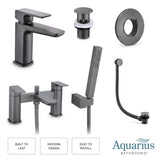 Aquarius Bathrooms Bath Shower Mixer Gun Metal Grey Aquarius Hydro Complete Bath Brassware Pack with Basin Mixer, Bath and Shower Mixer