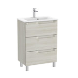Roca Aleyda Compact 600mm Floor Standing Three Drawer Vanity Unit with Basin