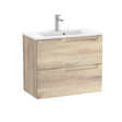 Roca Wall Mounted Vanity Unit Beige Wood Roca Aleyda Compact 700mm Wall Mounted Two Drawer Vanity Unit with Basin