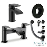 Aquarius Bathrooms Bath Mixer Matt Black Aquarius Arc Complete Brassware Pack with Mono Basin Tap, Bath Mixer and Wastes