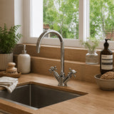 Crosswater Kitchen Tap Crosswater Belgravia Crosshead Dual Handle Kitchen Mixer Tap with Swivel Spout in Chrome