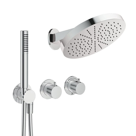UK Bathroom Store Concealed Shower Set Chrome Crosswater Module Plus Shower Set 1 - 2 Outlet with Revive Fixed Shower Head and Pencil Handset