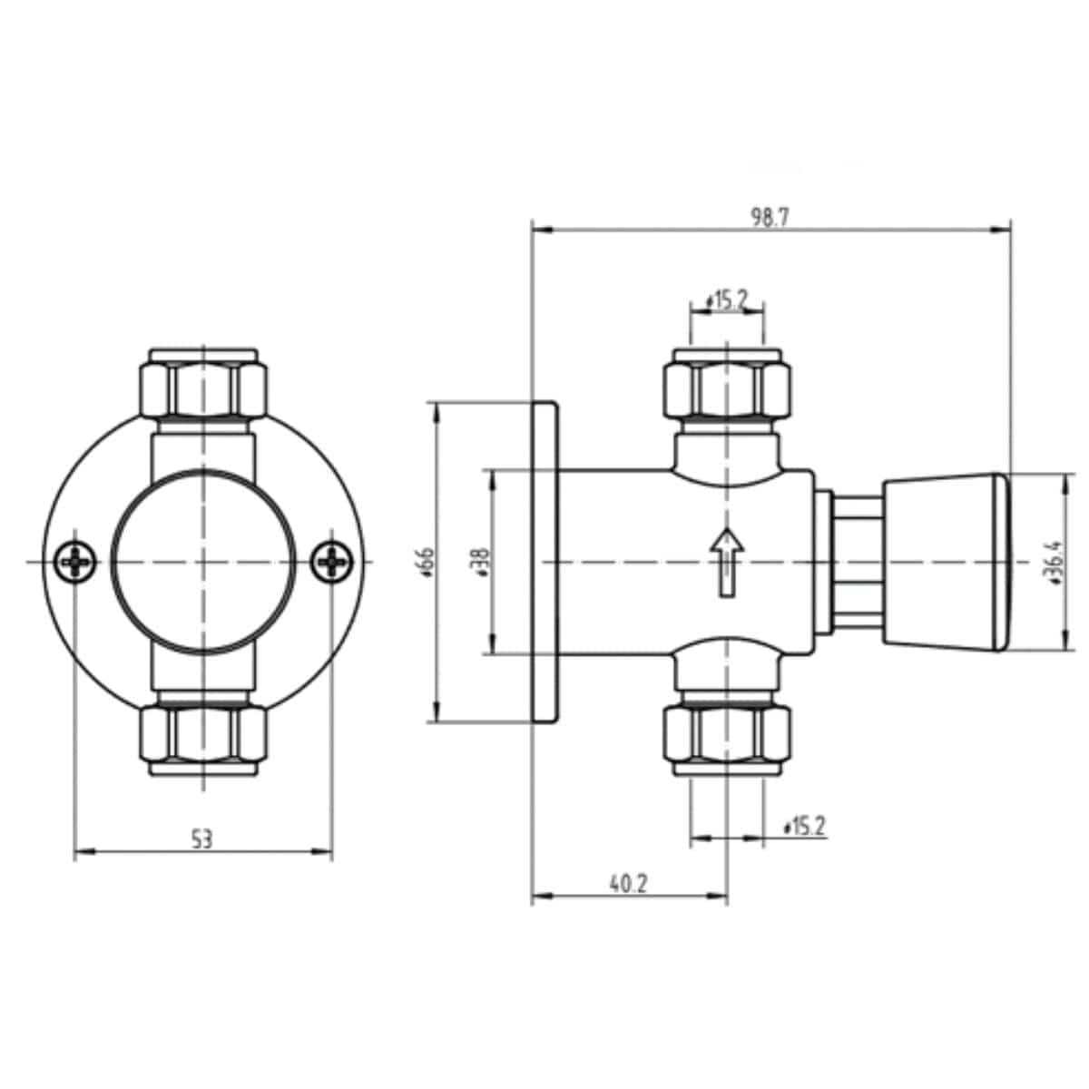 Sagittarius Exposed Shower Valve Sagittarius Time Adjustable Exposed Non Concussive Shower Valve in Chrome
