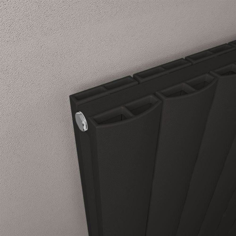Eastbrook Panel Radiator Eastbrook Guardia Straight Vertical Aluminium Radiator in Matt Black