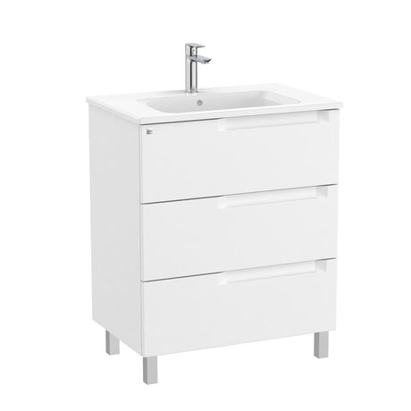Roca Wall Mounted Vanity Unit Matt White Roca Aleyda 700mm Floor Standing Three Drawer Vanity Unit with Basin