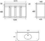 Eastbrook Wall Mounted Vanity Unit Eastbrook Hardwick Traditional 1200mm Wall Hung Vanity Unit with Double Basin