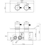 Imex Concealed Shower Valve Imex Ravine 2 Outlet, 2 Handle Concealed Thermostatic Shower Valve