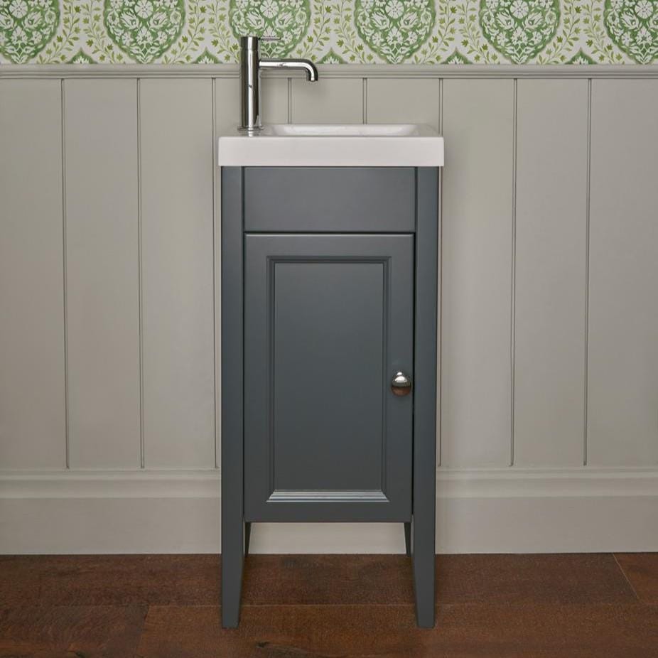 Heritage Cloakroom Vanity Unit Graphite Heritage Caversham 400mm Floor Standing  Cloakroom Unit with 1 Tap Hole Basin